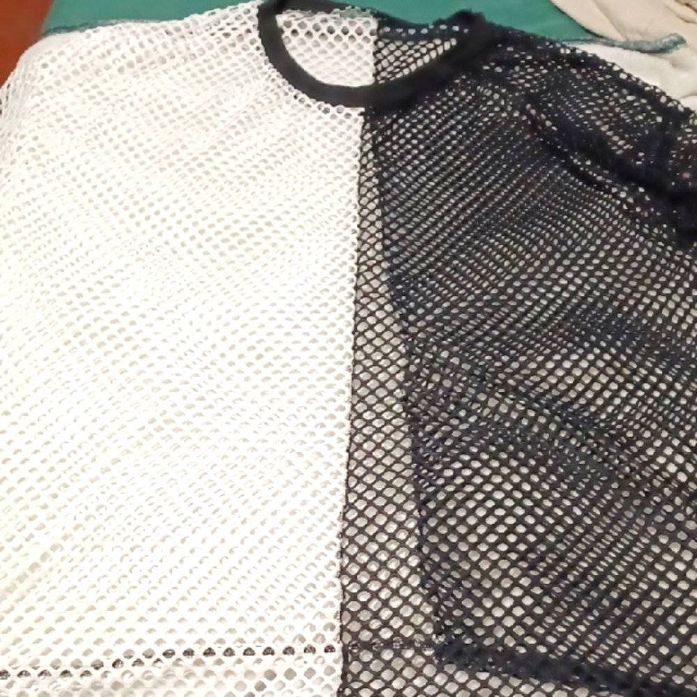 Black and White Mesh Top